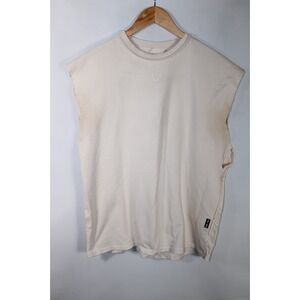 ASRV Men's M/L Beige Reversible Oversized Cutoff Tank Top